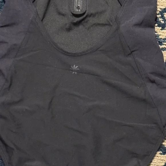 Athleta Bonaire Black High Neck Zip Front Sleek One Piece Bathing Suit - Picture 5 of 6